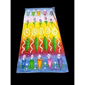 Vtg Brighton Jewelry Beach Towel Bath Logo 1990s Hearts Swirls Flowers